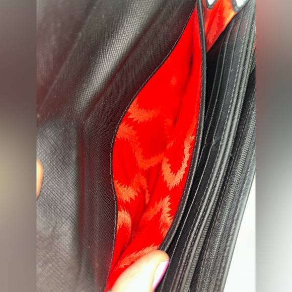 Vivienne Westwood Black Leather Long Wallet w/ Red Interior - Picture 10 of 16